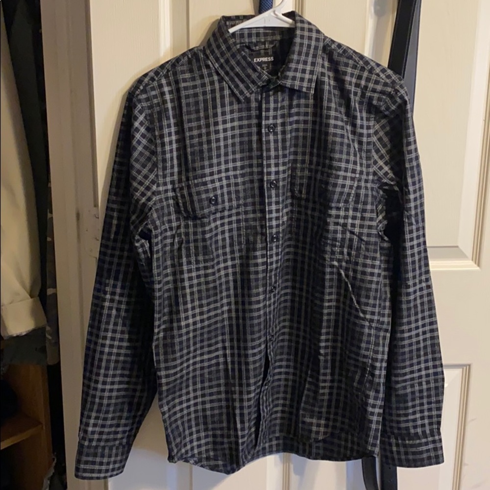 Black/ white checkered dress shirt